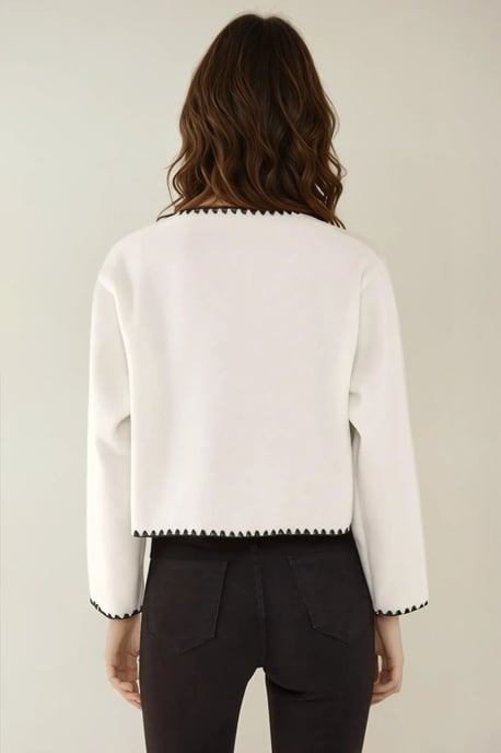 Kragenlose Jacke mit Kontrastnähten - Image 4