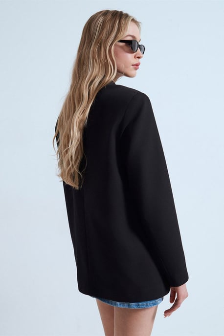 Damen Lang Crepe Blazer Jacke - Image 2