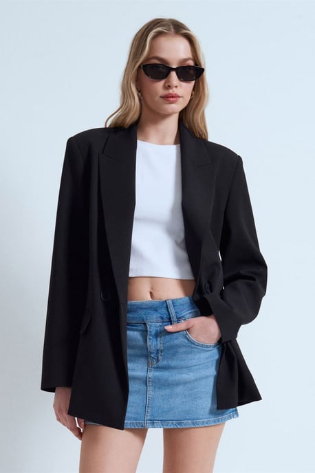 Damen Lang Crepe Blazer Jacke - Image 3
