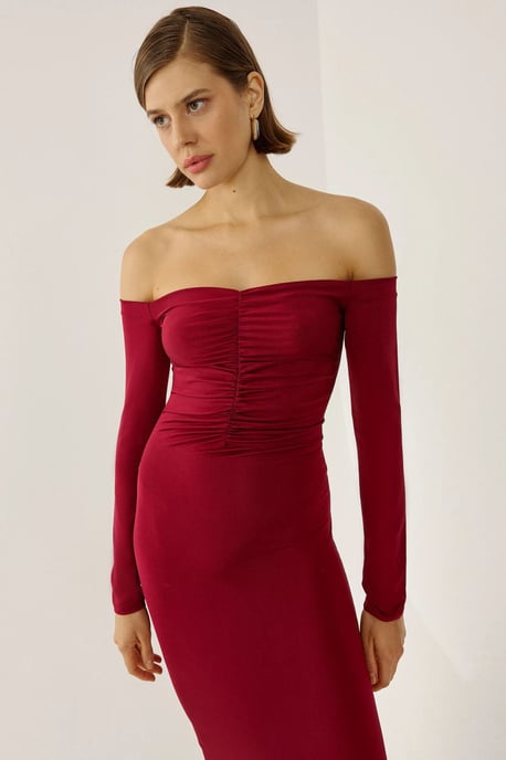 Schulterfreies Midi-Kleid - Image 2
