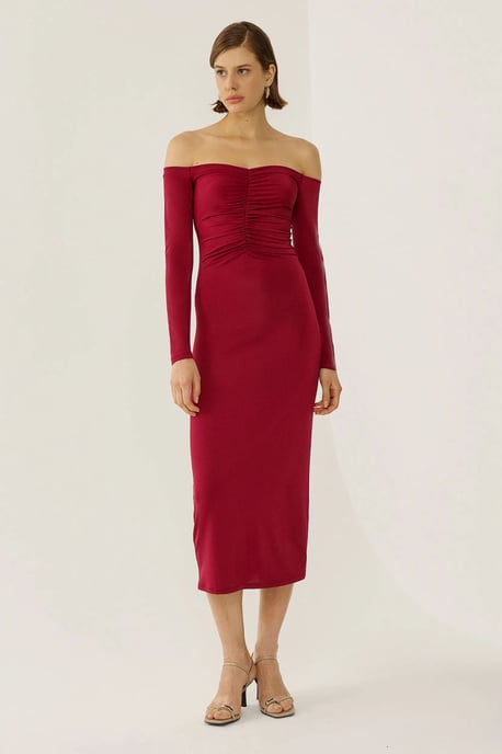 Schulterfreies Midi-Kleid - Image 3