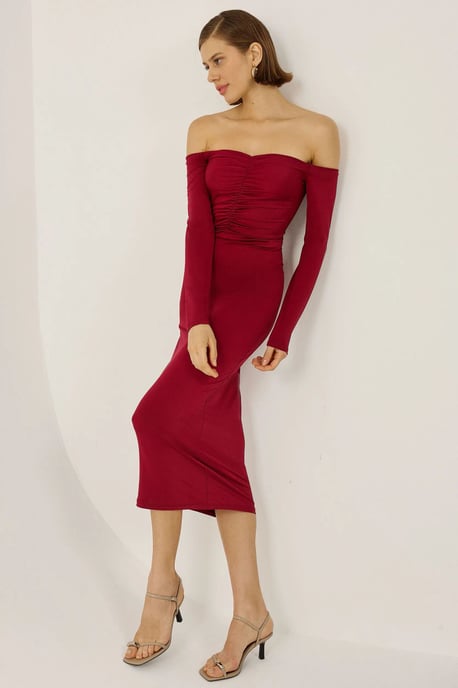 Schulterfreies Midi-Kleid - Image 4