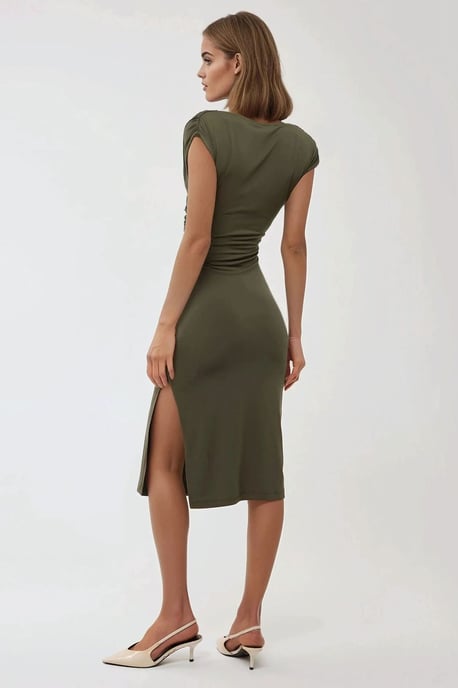 V-Ausschnitt Bodycon Midikleid - Image 3