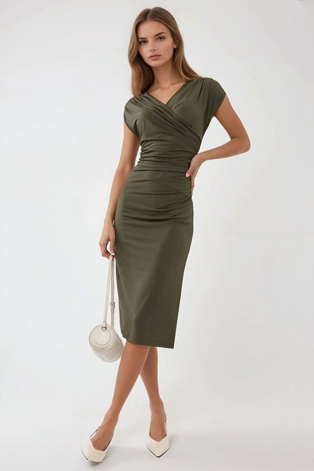 V-Ausschnitt Bodycon Midikleid - Image 4