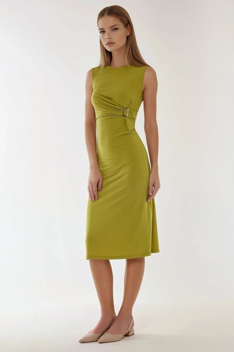 Figurbetontes Midi-Kleid mit Rundhalsausschnitt - Image 1