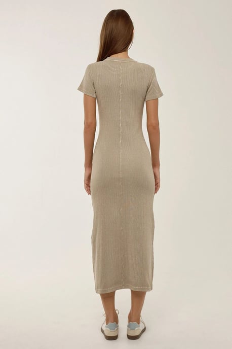 Kurzärmliges Kleid mit Rundhalsausschnitt in Midi-Länge - Image 4