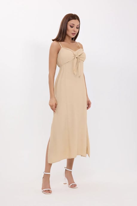 Knot-Front Spaghetti-Träger Midi-Kleid - Image 3