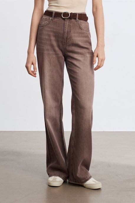 Hochtaillierte weit geschnittene Baumwoll-Jeans - Image 1