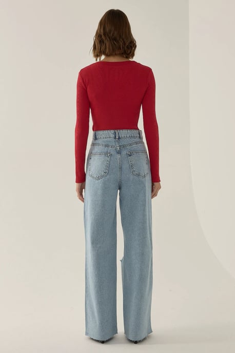 Ripped High Waist Weite Denim-Jeans - Image 4