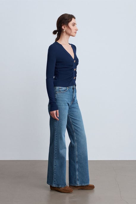 Hochtaillierte weit geschnittene Baumwoll-Jeans - Image 2