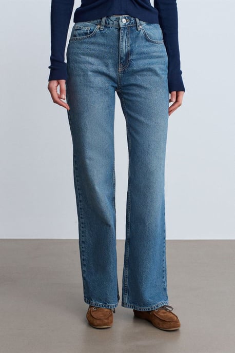 Hochtaillierte weit geschnittene Baumwoll-Jeans - Image 3