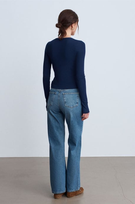 Hochtaillierte weit geschnittene Baumwoll-Jeans - Image 4