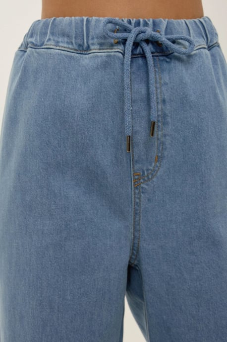 Schnürbare High-Waist Weite Bein Jeans - Image 5