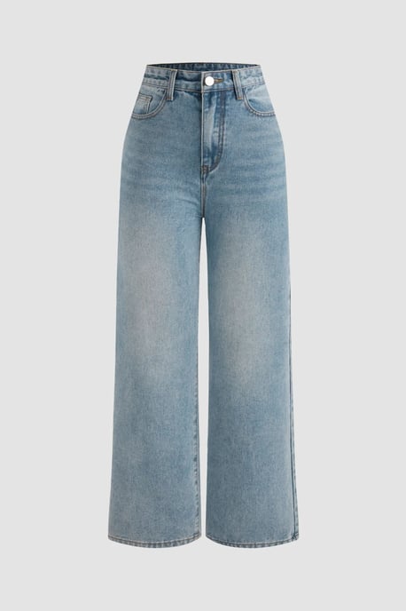 Gewaschene Efecet Weite Beinform Jeans - Image 2