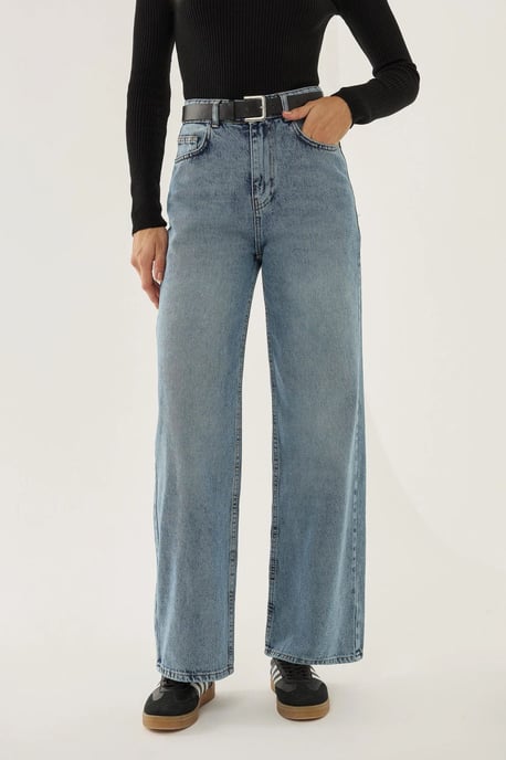 Gewaschene Efecet Weite Beinform Jeans - Image 3