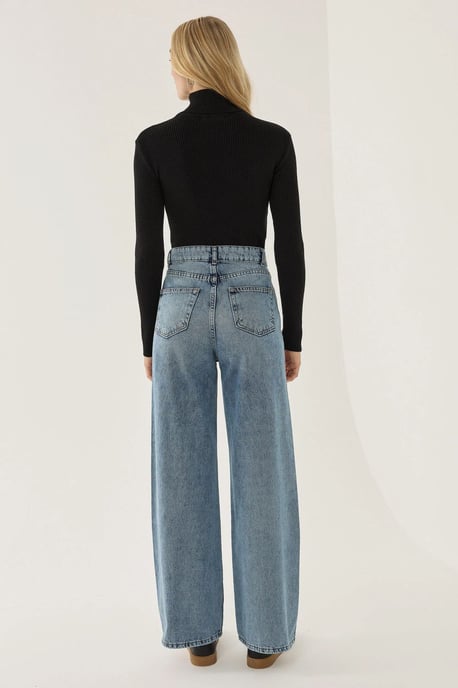 Gewaschene Efecet Weite Beinform Jeans - Image 6