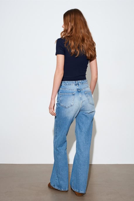 Hochtaillierte weit geschnittene Baumwoll-Jeans - Image 3