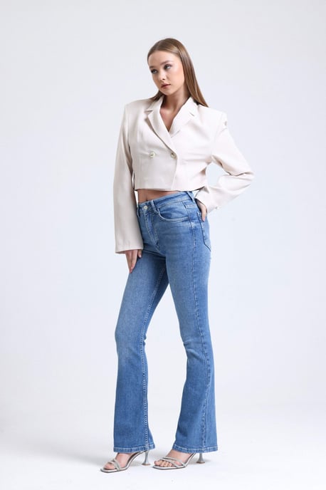Hochtaillierte Bootcut-Jeans - Image 4