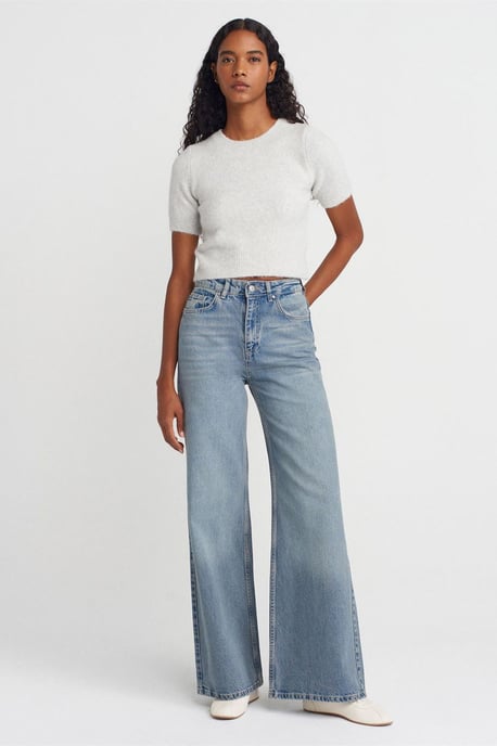 Hochtaillierte weit geschnittene Baumwoll-Jeans - Image 1
