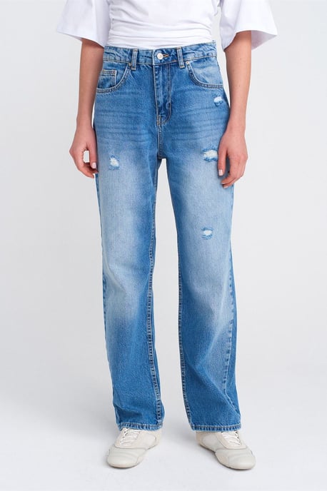Hochtaillierte Mom-Jeans mit weitem Bein - Image 3
