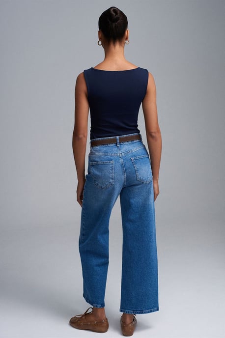 Hochtaillierte weite Denim-Jeans - Image 2