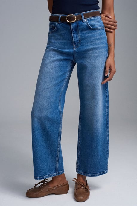 Hochtaillierte weite Denim-Jeans - Image 4