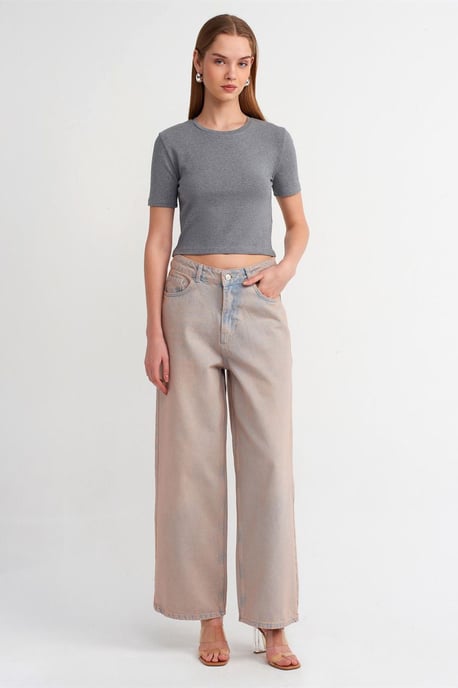 Hochtaillierte Weitbein-Jeans aus Baumwoll-Denim - Image 1