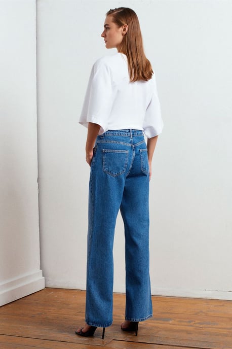 Hochtaillierte weite Denim-Jeans - Image 2
