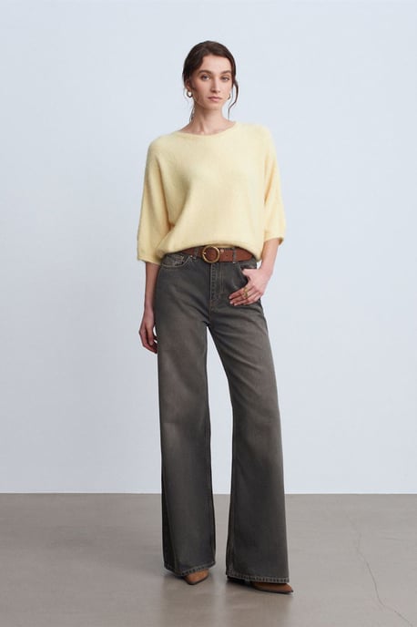 Hochtaillierte weit geschnittene Baumwoll-Jeans - Image 1