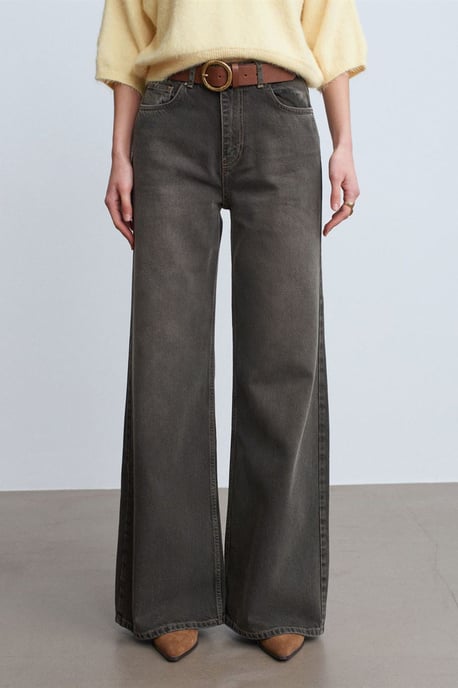 Hochtaillierte weit geschnittene Baumwoll-Jeans - Image 3