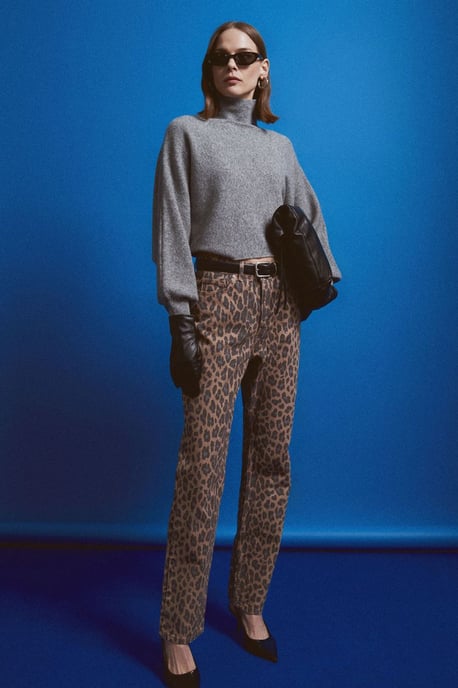 Damen Hochbund Printed Gerade-Leg Jeans - Image 1