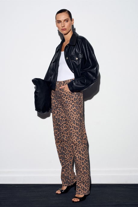 Damen Hochbund Printed Gerade-Leg Jeans - Image 4