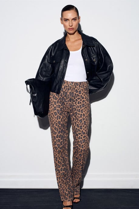 Damen Hochbund Printed Gerade-Leg Jeans - Image 5