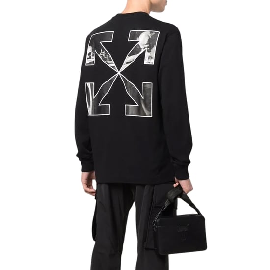 Off-White - T-Shirt für Herren, Jersey, Langärmlig (Schwarz/Pink) - Image 2