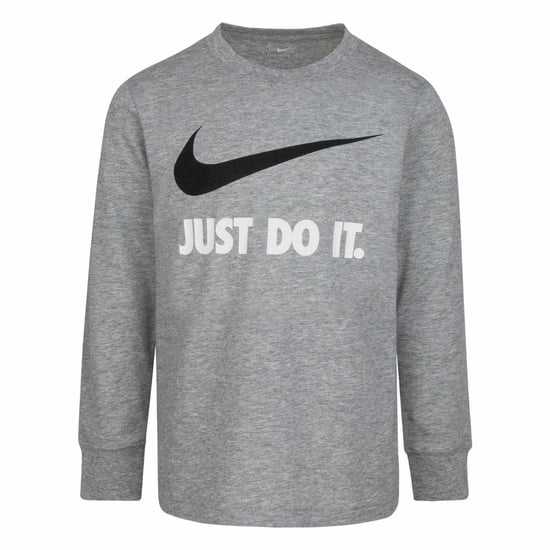Nike - "Just Do It" T-Shirt für Kinder, Langärmlig (Dunkelgrau) - Image 1