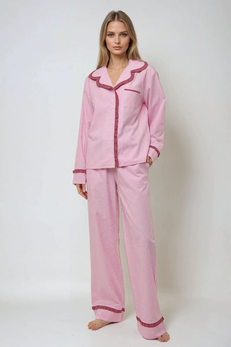 Kariertes Baumwoll-Pyjama-Set mit Hemdkragen - Image 3