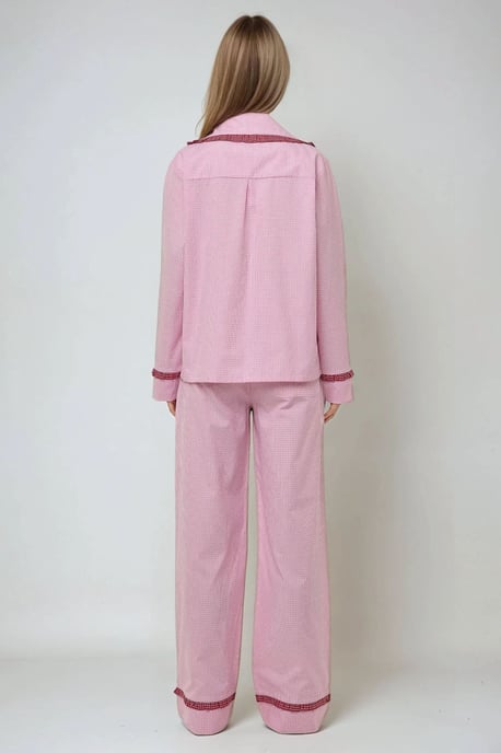 Kariertes Baumwoll-Pyjama-Set mit Hemdkragen - Image 4