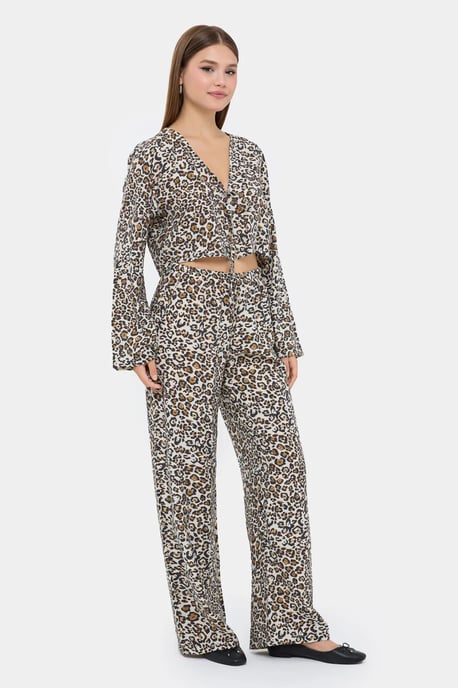 Tiermotiv V-Ausschnitt Hohe Taille Co-Ord Set - Image 3