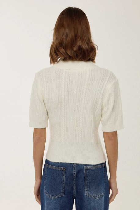Kurze Ärmel Halb Stehkragen Haarglanz Strickpullover - Image 3