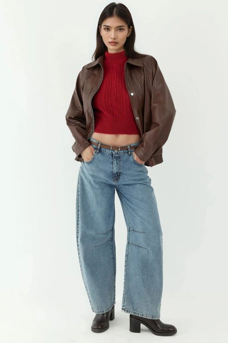 Kurze Ärmel Halb Stehkragen Haarglanz Strickpullover - Image 5