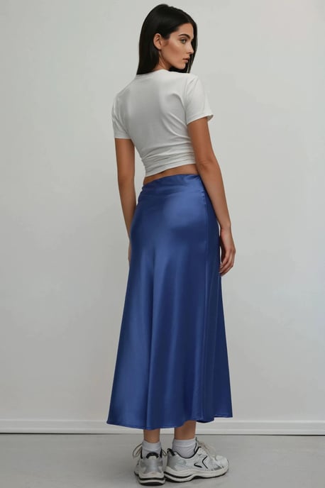 Hochgeschnittener Satin-Midi-Rock - Image 3