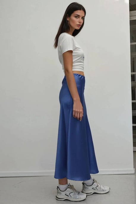 Hochgeschnittener Satin-Midi-Rock - Image 5