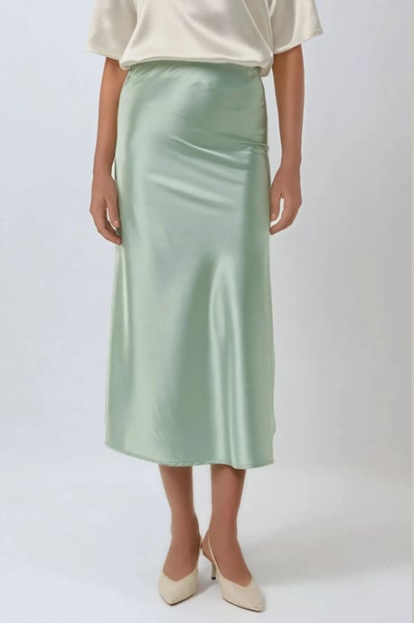 Hochgeschnittener Satin-Midi-Rock - Image 2