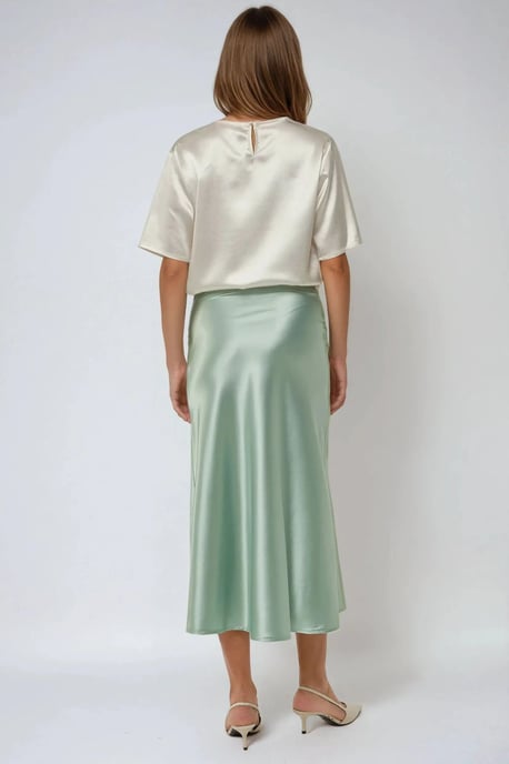 Hochgeschnittener Satin-Midi-Rock - Image 3