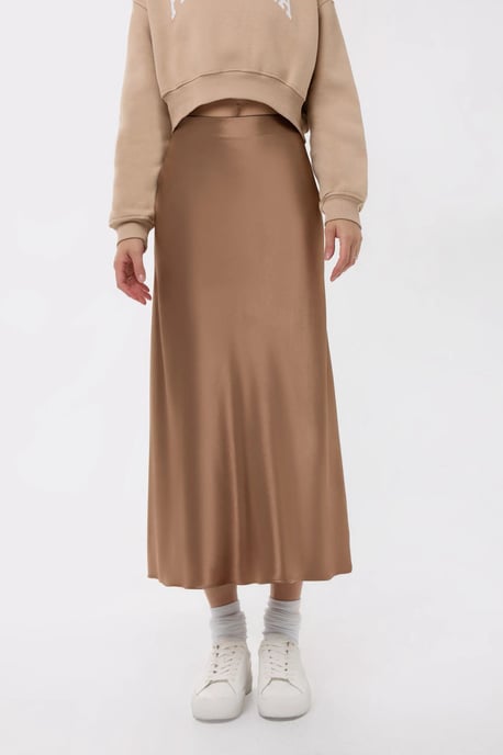 Hochgeschnittener Satin-Midi-Rock - Image 2
