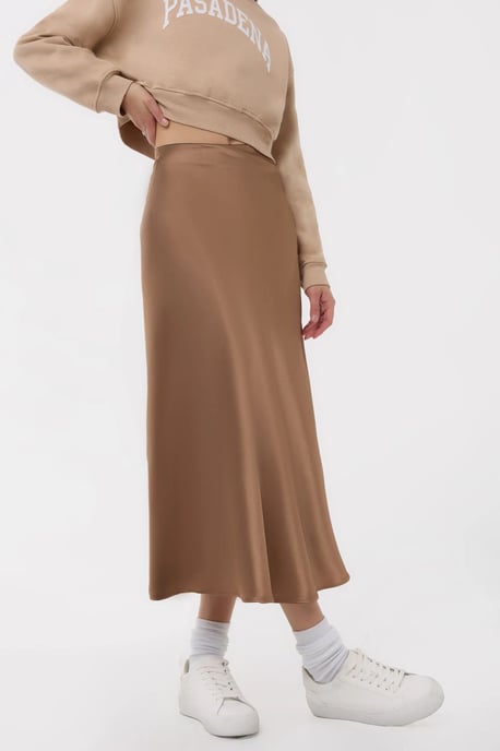 Hochgeschnittener Satin-Midi-Rock - Image 3