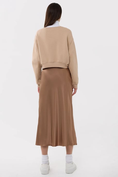Hochgeschnittener Satin-Midi-Rock - Image 4