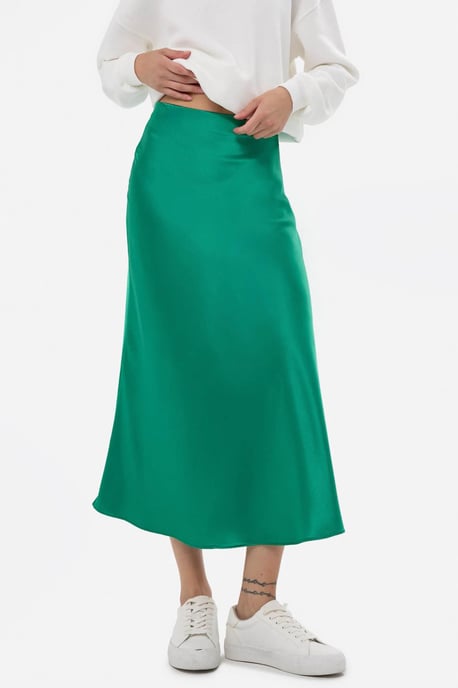 Hochgeschnittener Satin-Midi-Rock - Image 2