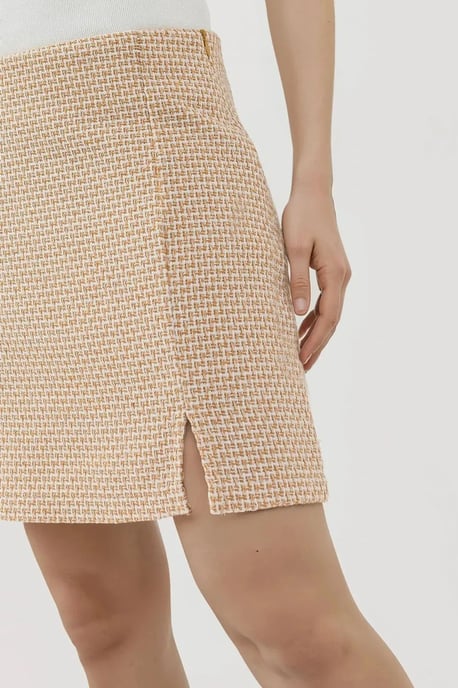 Hochtaillierter Mini-Tweed-Rock mit Schlitz - Image 2