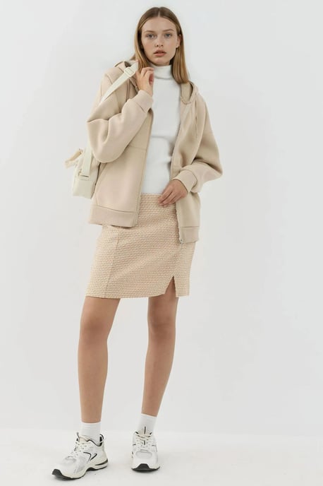 Hochtaillierter Mini-Tweed-Rock mit Schlitz - Image 3